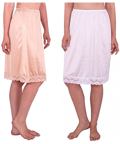 Slips Classic Vintage Half Slip with Lace Details 18" and 23 Inc 2 Pack - White-nude - CL185OD64LO