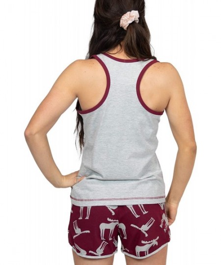 Sets Matching Pajamas for Women- Cute Pajama Shorts and Tank Top Set - Funky Moose - C118U389NX3