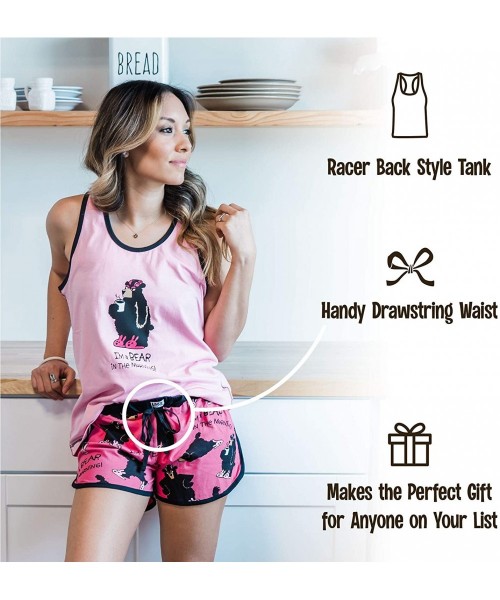 Sets Matching Pajamas for Women- Cute Pajama Shorts and Tank Top Set - Funky Moose - C118U389NX3