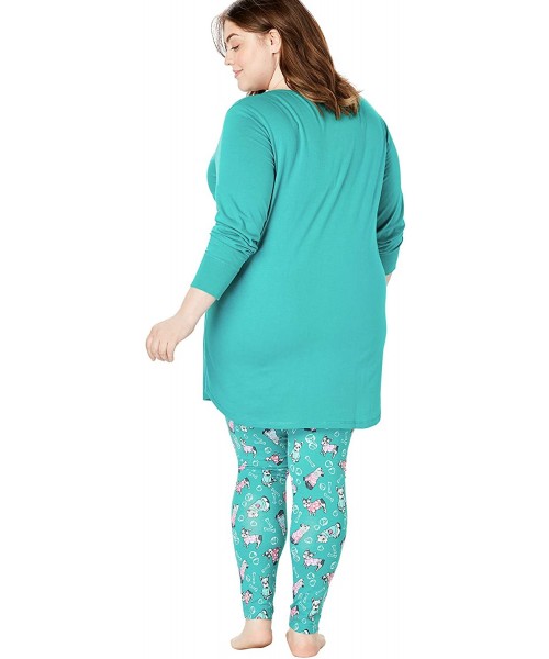Sets Women's Plus Size 2-Piece Pj Legging Set Pajamas - Blue Sapphire Hearts (1194) - CS199SNUKAE