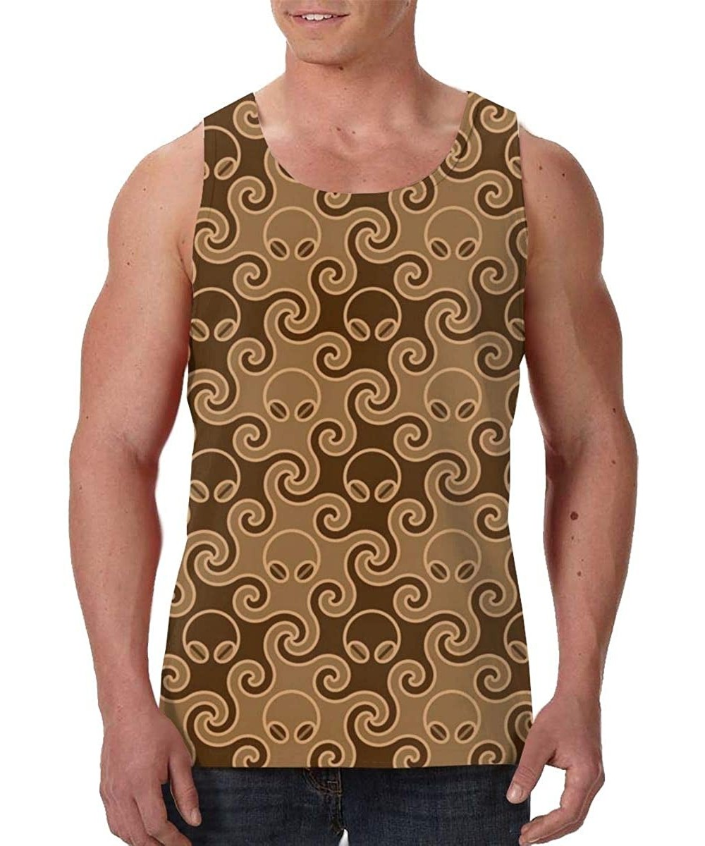 Undershirts Men's Sleeveless Undershirt Summer Sweat Shirt Beachwear - Cephalopod - Black - C019CK3XWMC