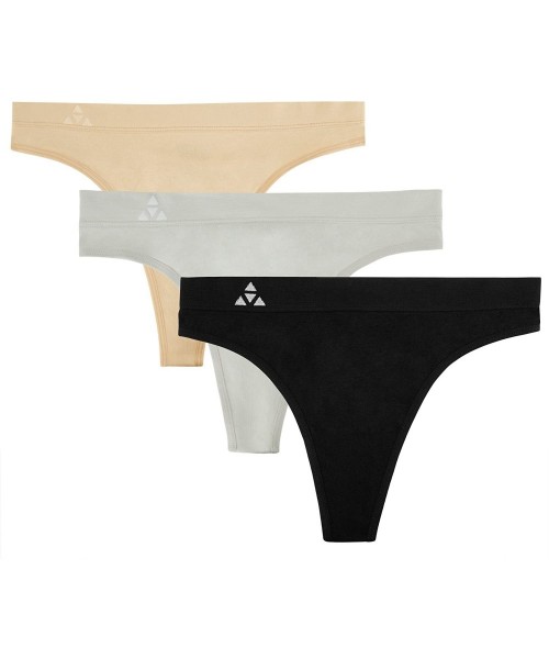Panties Women's Wicking Performance Seamless Thong Panties 3-Pack Underwear - Black/Nude/Gray - CR1855SKCL6