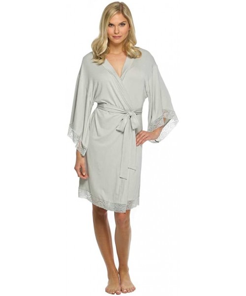 Robes Women's Jersey Lace Robe - Gray - CS18DKW4TXE