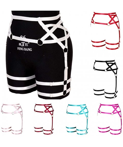 Garters & Garter Belts Women Harness Leg Caged Garter Belt Elastic Strap Stockings Suspender Punk Gothic Dance Festival Rave ...