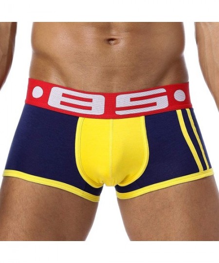 Boxer Briefs Men's Underwear Cotton Breathable Short Leg Boxers Brief for Men Boys - Black/Navy/Gray/Red - C818ZEGX799