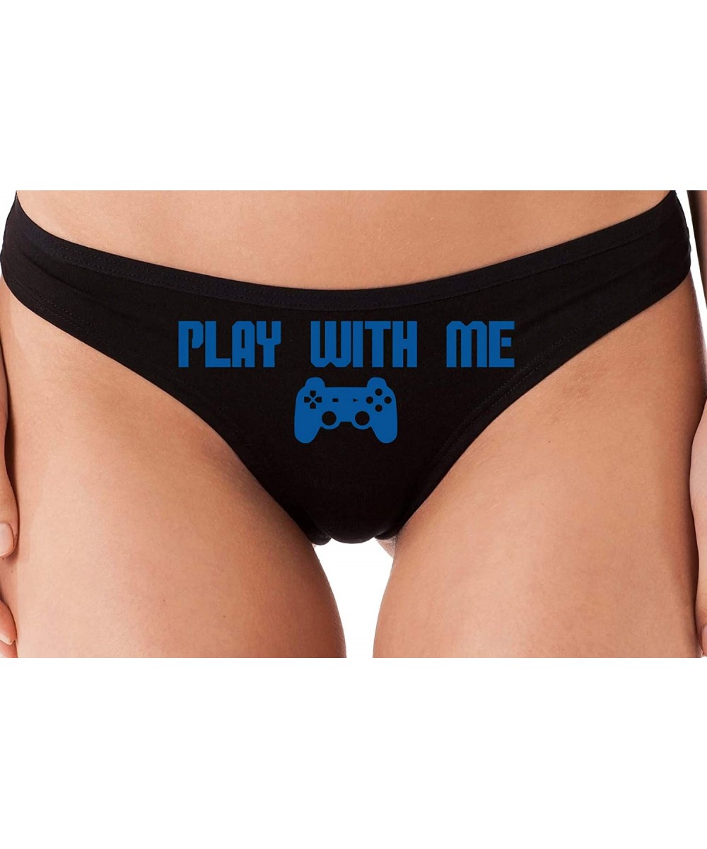 Panties Play with Me Video Game Sexy Flirt Gamer Girl Black Thong DDLG - Royal Blue - C118M8H2C85