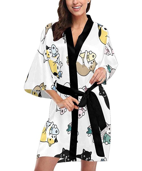 Robes Custom Cute Cartoon Koala Tropical Leaves Women Kimono Robes Beach Cover Up for Parties Wedding XS 2XL Multi 5 - CU190Z...