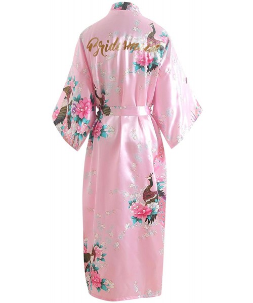Nightgowns & Sleepshirts Glitter Bride Bridesmaid Robes Dressing Gown Kimono Satin Party Peacock Nightgown Nightwear - Babypi...