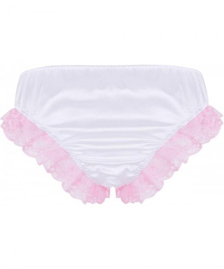 Briefs Mens Ruffled Lace Satin Sissy Panties Bikini Briefs Crossdress French Maid Lingeire Underwear - CR19E7MSAU6