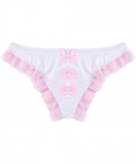 Briefs Mens Ruffled Lace Satin Sissy Panties Bikini Briefs Crossdress French Maid Lingeire Underwear - CR19E7MSAU6