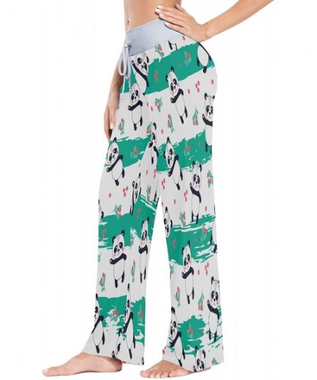 Bottoms Women Pajama Pants Cute Pandas Comfy Stretch Drawstring Long Wide Leg Lounge Pants - Multicolor - CP19CM06TI3