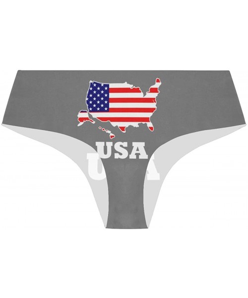 Panties Women Funny Briefs Afro-American Girl? Soft Invisible Seamless Underwear Panties - American Flag Patriotic Usa Map Gr...