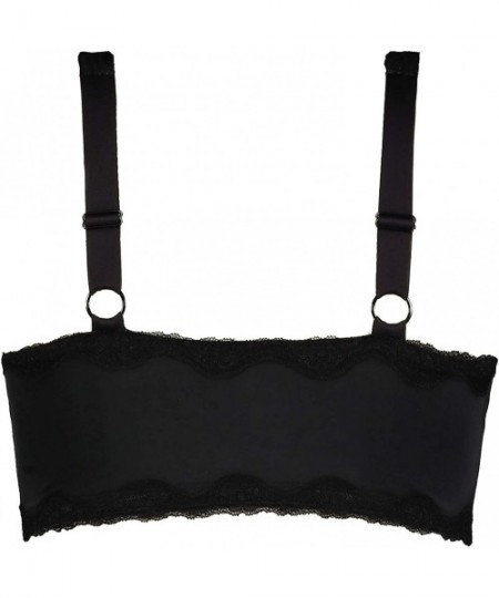 Bras Women's Plus Size Lace Trim Front Zipper Wirefree Bra 727052 - Black (Black 72705310) - CL194YLASOX