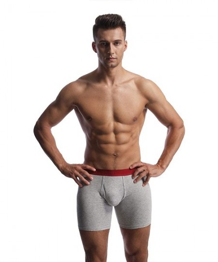 Boxer Briefs Men's 3 Pack Low Rise Cotton Knit Boxer Briefs Slim Fit Breathable Underwear Open Fly - 3-pack Gray - CN18R2LYRXO