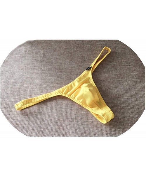 G-Strings & Thongs Men Pouch Underwear Fashion Nylon Man T Back G Strings Elastic Thongs Erotic - Yellow - CV193HD724K