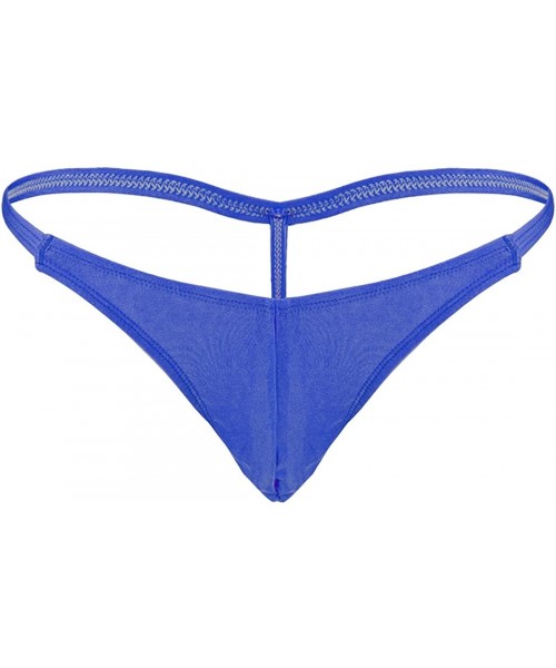 G-Strings & Thongs Hot Mens Low Rise Stretchy Micro Thong G-String Thong Underwear - Deep Blue - C118EOYWG5Q