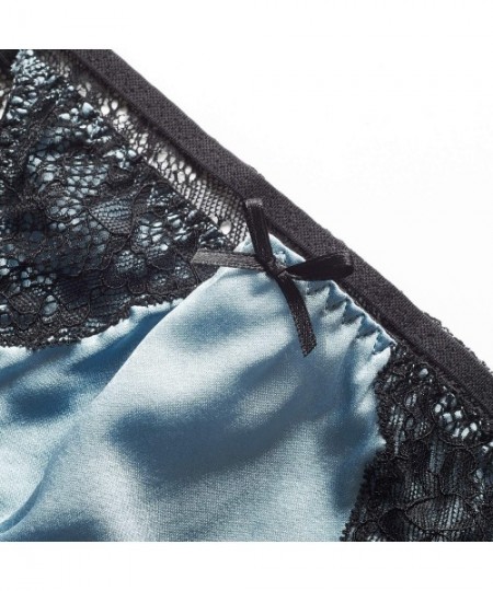 Panties Womens Silk String Bikini Satin Panties for Women Underwear Shiny Tanga Briefs - Air Blue - CQ18ITRL8SR