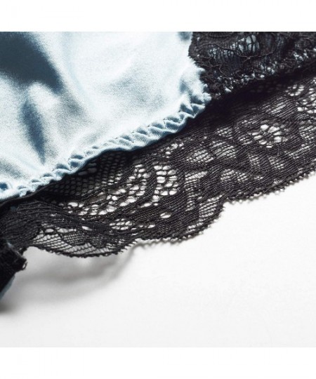 Panties Womens Silk String Bikini Satin Panties for Women Underwear Shiny Tanga Briefs - Air Blue - CQ18ITRL8SR
