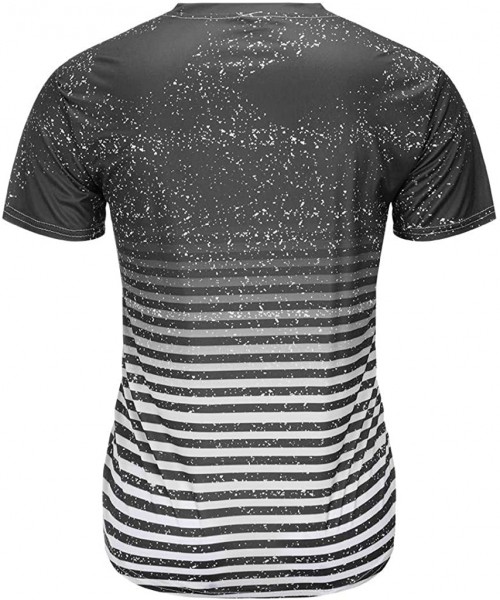 Briefs T-Shirt Striped Print Fashion Casual O-Neck Sport Blouse - Gray - CM19D0QS3SK