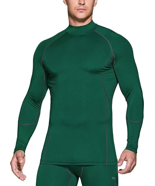 Undershirts Men's Cool Dry Fit Mock Long Sleeve Compression Shirts- Athletic Workout Shirt- Active Sports Base Layer T-Shirt ...