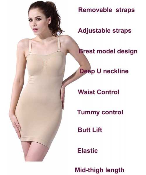 Shapewear Women's Seamless Body Shaper Slimming Tube Dress Shapewear Slips - Black - CU11DFSFTIJ