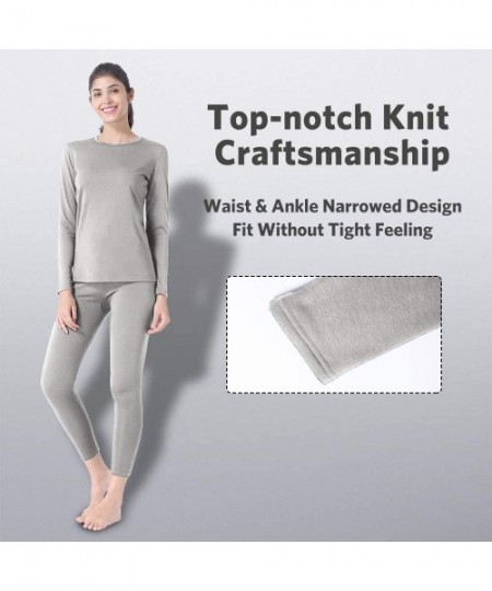 Thermal Underwear Womens Thermal Underwear Fleece Lined Long Johns Set Ultra Soft Base Layer - Grey - CP1930SWI79