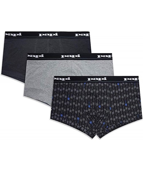 Trunks Classic Cotton Brazilian Fashion Trunks (3-Pack of Men's Underwear) - Black/Grey/Leaf - CA18STEKMRG