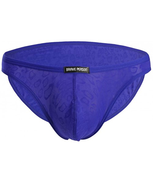Briefs Sexy Men's Underwear Lace Low Waist Bikini Briefs - Royal Blue - C1193OQ0L0T