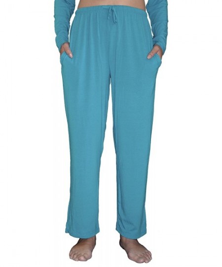 Sets Luxuriously Soft Feel Women's Long Sleeve Stretch Viscose Pajama Sets (703/711) - Capri Blue - C412O1Y4S88