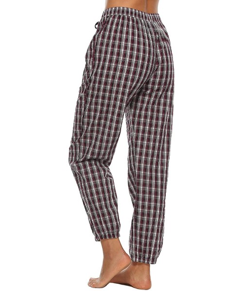Bottoms Women's Pajama Pants Sleepwear Plaid Pajama Bottoms with Pockets - Red Brown/Light Green - C3190TR4NZY