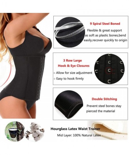 Shapewear Womens Waist Trainer Corset for Weight Loss Sport Workout Body Shaper Trimmer - Black - C918WEEOUS4