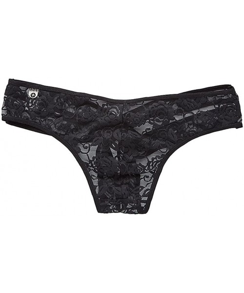 Boxers Mob Eroticwear Lace Crossed Back Sheer Bikini Brief (Mbl32) - Black - CY182XQRLLE