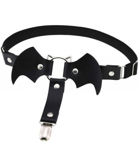 Garters & Garter Belts Women's Punk Bat Wing Garter Belt Harness Suspender Belt with Metal Clip - Black - CL19CXG2MYA