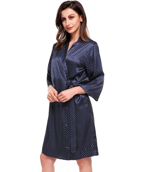 Robes Womens Robes Floral Short Bride Bridesmaid Kimono Robes Sleepwear Nightwear - Blue Dot - CX1927E53SH