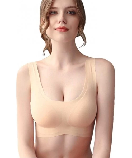 Bras Women's Sleep Bras Wireless Stretchy Comfort Seamless with Removable Pads 32-40 - Bare - CS19720SHEM