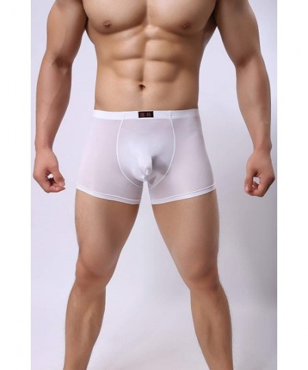 Boxer Briefs Men's Long Bulge Pouch Boxer Briefs Ice Silk Elephant Trunk Underpants - Gry+gre+yel+wht - CX18AU7WO40