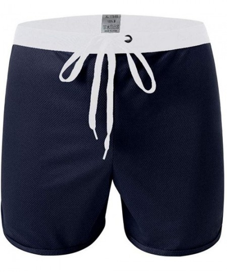 Briefs Home Shorts Mens Drawstring Mesh Underpants Loose Pajama Pants Soft Underwear - Dark Blue - C118X2LT5GE