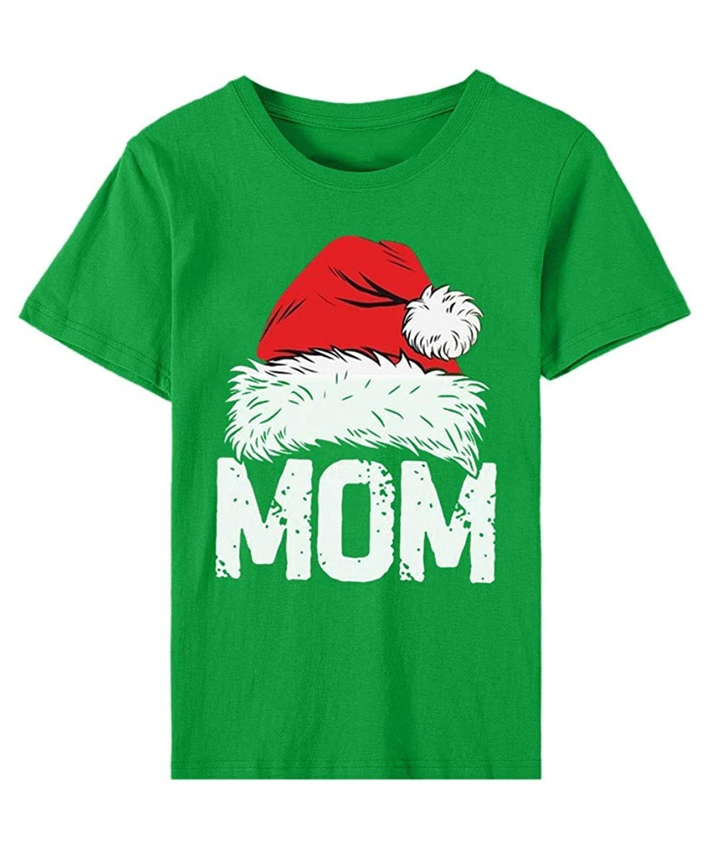 Tops Christmas T-Shirt Women Fashion O-Neck Short Sleeve Casual Cute Holiday Shirt Plus Size - Green - C71924NT0LD