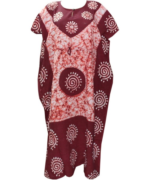 Nightgowns & Sleepshirts Women's Indian Cotton Batik Paisely Floral Printed Kaftan Dress - C017YEONTL7