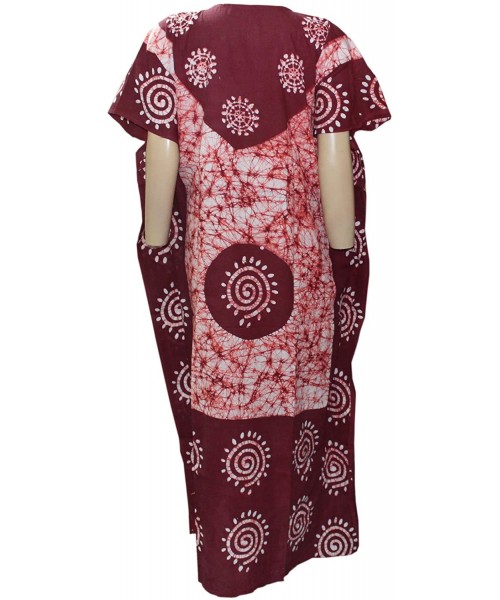 Nightgowns & Sleepshirts Women's Indian Cotton Batik Paisely Floral Printed Kaftan Dress - C017YEONTL7