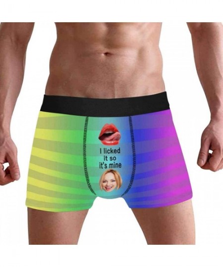 Briefs Customized Face Men's Boxer Briefs Underwear Shorts Underpants with Photo It's Mine All Gray Stripe - Multi 3 - CA19CZ...