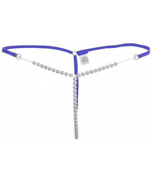 Panties Women Pearl G String Elastic Briefs Thongs Briefs Seamless G-String Panties - Blue - CR18LGM0T76