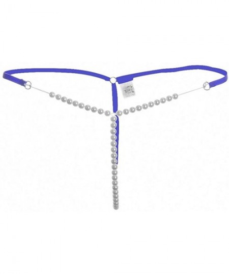 Panties Women Pearl G String Elastic Briefs Thongs Briefs Seamless G-String Panties - Blue - CR18LGM0T76