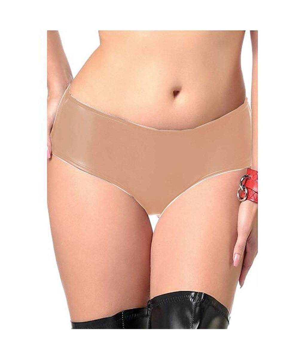Panties Plus Size Low Waist Faux Leather Panties Women Sexy Metallic Briefs - Rose Gold - CI199MARM2H