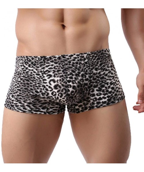 Boxer Briefs Mens Underpants Men's New Leopard-Print Sexy Low-Waist - Black - CY196EARM6K