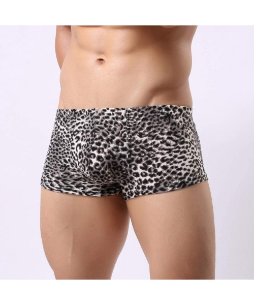 Boxer Briefs Mens Underpants Men's New Leopard-Print Sexy Low-Waist - Black - CY196EARM6K