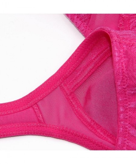 Bras Women's Minimizer Bra Full Coverage Non-Padded Comfort Wirefree Bra Plus Size - Rose Red - CP18D4DN5XX