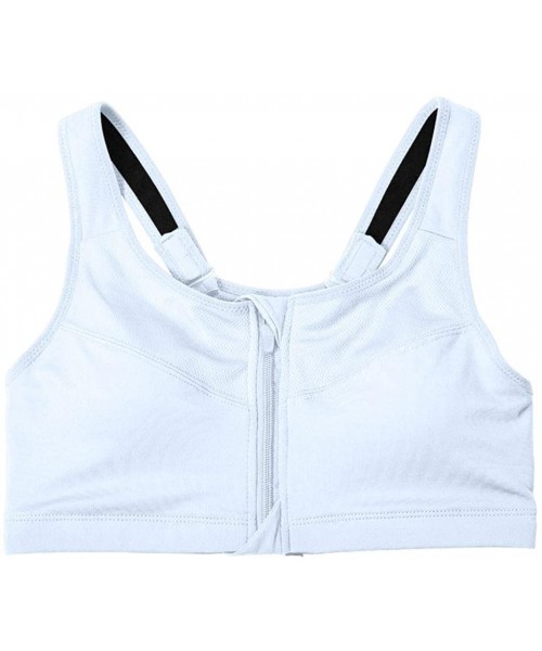 Nightgowns & Sleepshirts Women Zip Front Sports Bra Seamless Wirefree Workout Running Racerback Yoga Bras(L-Black) - White - ...