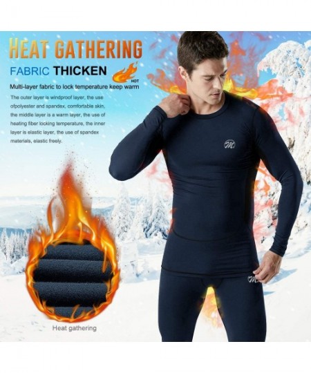 Thermal Underwear Men's Thermal Underwear Set- Compression Base Layer Sports Long Johns Fleece Lined Winter Gear Running Skii...