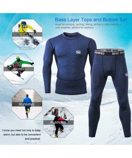 Thermal Underwear Men's Thermal Underwear Set- Compression Base Layer Sports Long Johns Fleece Lined Winter Gear Running Skii...